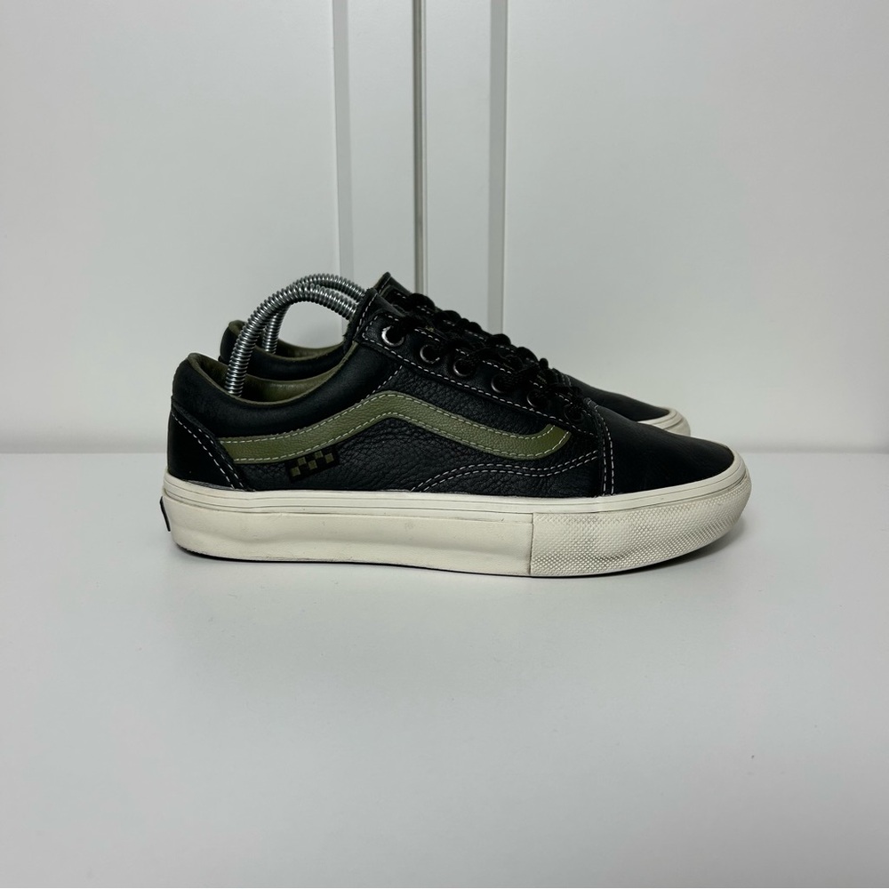Vans old skool pro black leather olive green